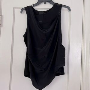 Black Draped-front Tank- HEATHER